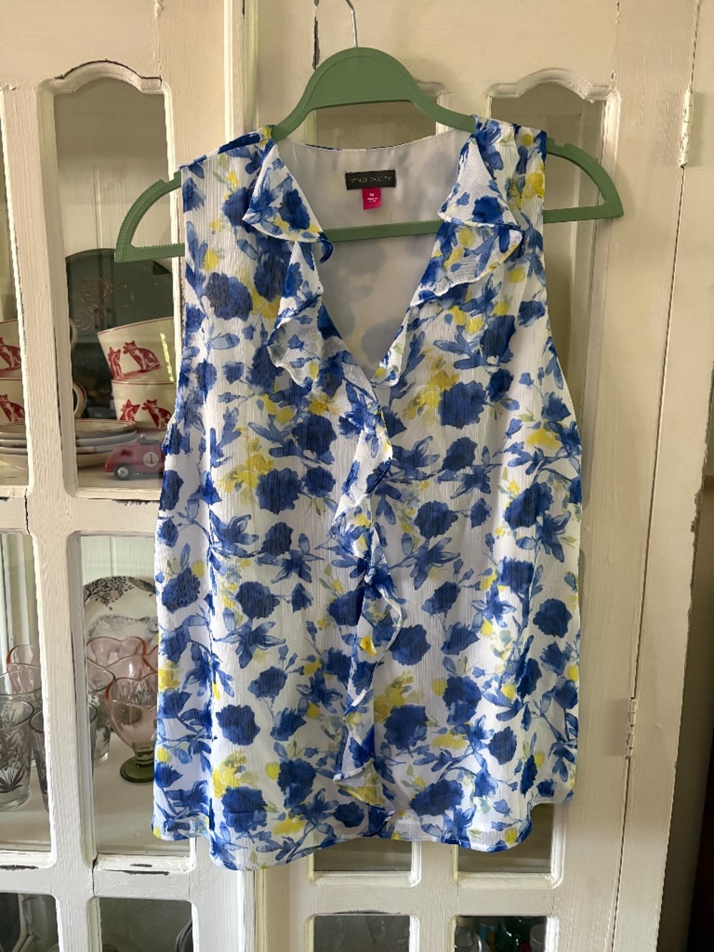 Vince Camuto Floral Chiffon Sleeveless Blouse